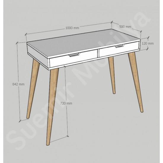 Nordiva Beyaz Masif Ayaklı Çalışma Masası 100 cm Nordiva Beyaz Masif Ayaklı Çalışma Masası 100 cm