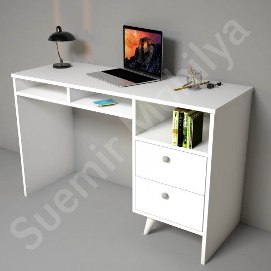 Linea Beyaz Çekmeceli Kompakt Çalışma Masası 120 cm Linea Beyaz Çekmeceli Kompakt Çalışma Masası 120 cm