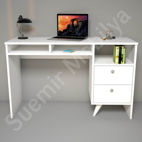 Linea Beyaz Çekmeceli Kompakt Çalışma Masası 120 cm