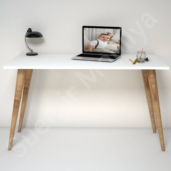Monsera Beyaz Masif Ayaklı Çalışma Masası 120 cm Monsera Beyaz Masif Ayaklı Çalışma Masası 120 cm