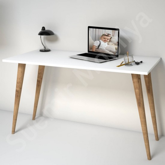 Monsera Beyaz Masif Ayaklı Çalışma Masası 120 cm Monsera Beyaz Masif Ayaklı Çalışma Masası 120 cm