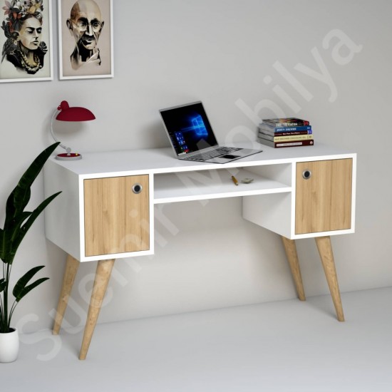 Vintessa Beyaz Safir Meşe Ayaklı Çekmeceli Çalışma Masası 120 cm Vintessa Beyaz Safir Meşe Ayaklı Çekmeceli Çalışma Masası 120 cm