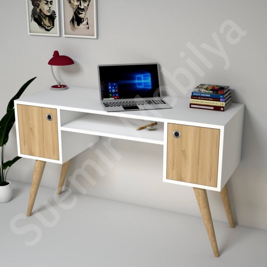 Vintessa Beyaz Safir Meşe Ayaklı Çekmeceli Çalışma Masası 120 cm Vintessa Beyaz Safir Meşe Ayaklı Çekmeceli Çalışma Masası 120 cm