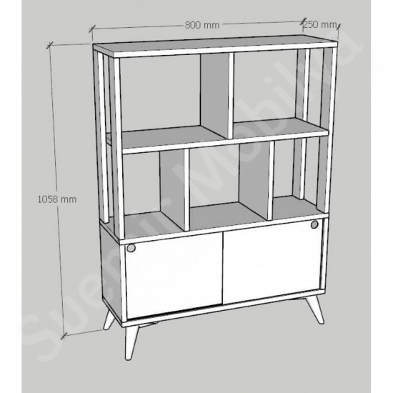 Lunera Beyaz Modern Bölmeli Kitaplık 80 cm