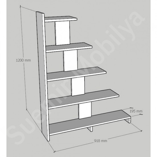 Vintera Beyaz Safir Meşe Basamaklı Kitaplık 92 cm