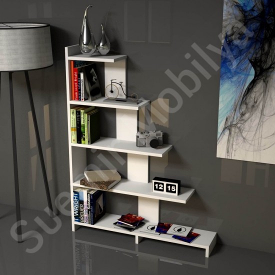 Scalora Beyaz Modern Basamaklı Kitaplık 92 cm Scalora Beyaz Modern Basamaklı Kitaplık 92 cm
