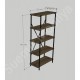 Bravero İstanbul Ceviz Siyah Metal 5 Raflı Kitaplık 72 cm
