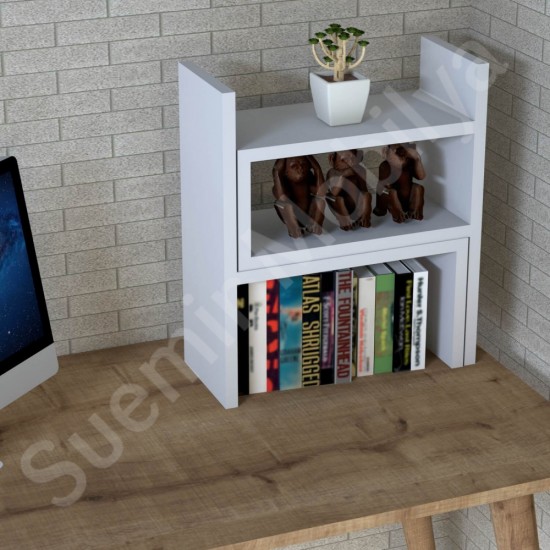 Minivio Beyaz Masa Üstü Çok Gözlü Kitaplık 58 cm Minivio Beyaz Masa Üstü Çok Gözlü Kitaplık 58 cm