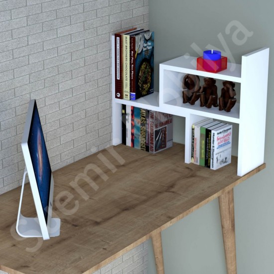 Minivio Beyaz Masa Üstü Çok Gözlü Kitaplık 58 cm Minivio Beyaz Masa Üstü Çok Gözlü Kitaplık 58 cm