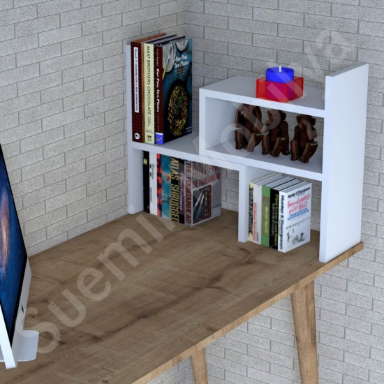 Minivio Beyaz Masa Üstü Çok Gözlü Kitaplık 58 cm Minivio Beyaz Masa Üstü Çok Gözlü Kitaplık 58 cm