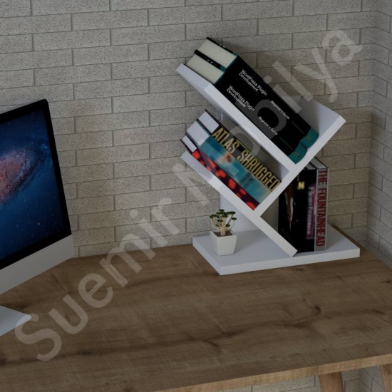 Zentra Beyaz Eğik Raflı Masa Üstü Kitaplık 30 cm Zentra Beyaz Eğik Raflı Masa Üstü Kitaplık 30 cm