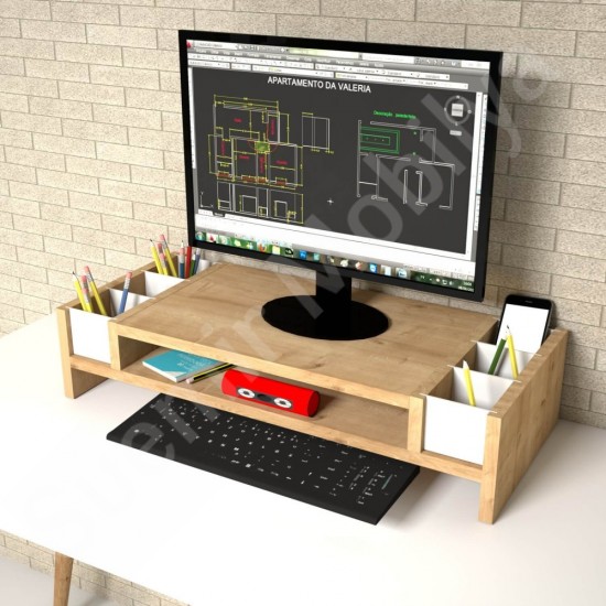 Funova Safir Meşe Monitör Yükseltici Stand 70 cm