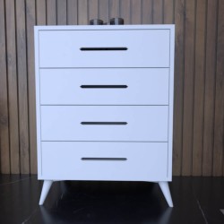 Alvora Beyaz 4 Çekmeceli Modern Şifonyer 61 cm