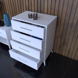 Alvora Beyaz 4 Çekmeceli Modern Şifonyer 61 cm