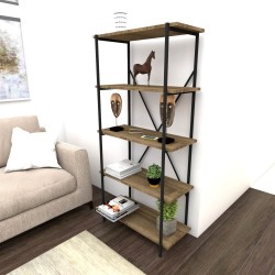 Bravero İstanbul Ceviz Siyah Metal 5 Raflı Kitaplık 72 cm Bravero İstanbul Ceviz Siyah Metal 5 Raflı Kitaplık 72 cm