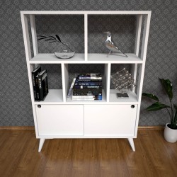 Lunera Beyaz Modern Bölmeli Kitaplık 80 cm Lunera Beyaz Modern Bölmeli Kitaplık 80 cm