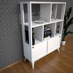 Lunera Beyaz Modern Bölmeli Kitaplık 80 cm Lunera Beyaz Modern Bölmeli Kitaplık 80 cm