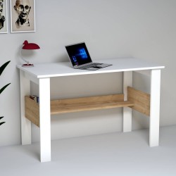 Modenta Beyaz Safir Meşe Raflı Çalışma Masası 120 cm Modenta Beyaz Safir Meşe Raflı Çalışma Masası 120 cm
