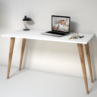 Monsera Beyaz Masif Ayaklı Çalışma Masası 120 cm