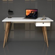 Safinor Beyaz Masif Ayaklı Çalışma Masası 120 cm