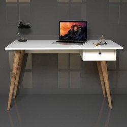 Safinor Beyaz Masif Ayaklı Çalışma Masası 120 cm