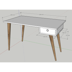 Safinor Beyaz Masif Ayaklı Çalışma Masası 120 cm Safinor Beyaz Masif Ayaklı Çalışma Masası 120 cm