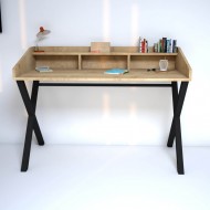 Tresson Safir Meşe Siyah Metal Ayaklı Organizer Çalışma Masası 120 cm 