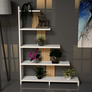 Vintera Beyaz Safir Meşe Basamaklı Kitaplık 92 cm