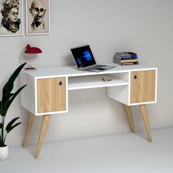 Vintessa Beyaz Safir Meşe Ayaklı Çekmeceli Çalışma Masası 120 cm