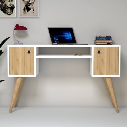 Vintessa Beyaz Safir Meşe Ayaklı Çekmeceli Çalışma Masası 120 cm