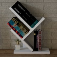 Zentra Beyaz Eğik Raflı Masa Üstü Kitaplık 30 cm