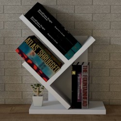 Zentra Beyaz Eğik Raflı Masa Üstü Kitaplık 30 cm