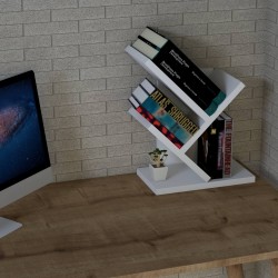 Zentra Beyaz Eğik Raflı Masa Üstü Kitaplık 30 cm